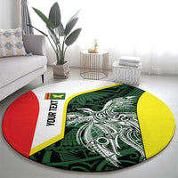 Personalised PNG Oro Province Round Carpet Bird of Paradise Tattoo Flag Motif - Polynesian Pride