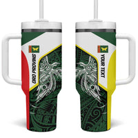 Personalised PNG Oro Province Tumbler With Handle Bird of Paradise Tattoo Flag Motif - Polynesian Pride