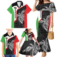 Personalised PNG Southern Highlands Province Family Matching Mermaid Dress and Hawaiian Shirt Bird of Paradise Tattoo Flag Motif - Polynesian Pride