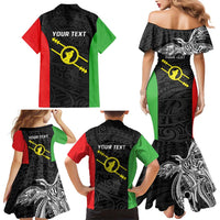Personalised PNG Southern Highlands Province Family Matching Mermaid Dress and Hawaiian Shirt Bird of Paradise Tattoo Flag Motif - Polynesian Pride