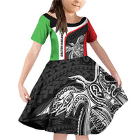 Personalised PNG Southern Highlands Province Family Matching Off Shoulder Short Dress and Hawaiian Shirt Bird of Paradise Tattoo Flag Motif - Polynesian Pride