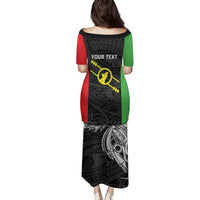 Personalised PNG Southern Highlands Province Family Matching Puletasi and Hawaiian Shirt Bird of Paradise Tattoo Flag Motif - Polynesian Pride