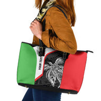 Personalised PNG Southern Highlands Province Leather Tote Bag Bird of Paradise Tattoo Flag Motif - Polynesian Pride