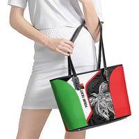 Personalised PNG Southern Highlands Province Leather Tote Bag Bird of Paradise Tattoo Flag Motif - Polynesian Pride