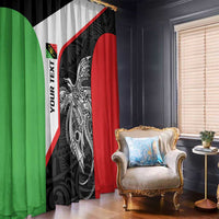 Personalised PNG Southern Highlands Province Window Curtain Bird of Paradise Tattoo Flag Motif - Polynesian Pride