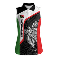 Personalised PNG Southern Highlands Province Women Sleeveless Polo Shirt Bird of Paradise Tattoo Flag Motif LT9 Female Red - Polynesian Pride
