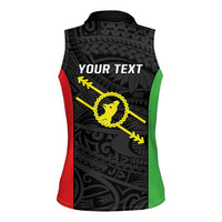 Personalised PNG Southern Highlands Province Women Sleeveless Polo Shirt Bird of Paradise Tattoo Flag Motif LT9 - Polynesian Pride