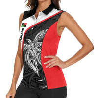 Personalised PNG Southern Highlands Province Women Sleeveless Polo Shirt Bird of Paradise Tattoo Flag Motif LT9 - Polynesian Pride