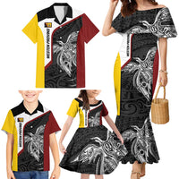 Personalised PNG Western Province Family Matching Mermaid Dress and Hawaiian Shirt Bird of Paradise Tattoo Flag Motif - Polynesian Pride
