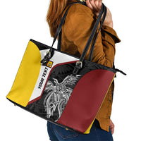 Personalised PNG Western Province Leather Tote Bag Bird of Paradise Tattoo Flag Motif - Polynesian Pride
