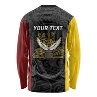 Personalised PNG Western Province Long Sleeve Shirt Bird of Paradise Tattoo Flag Motif LT9 - Polynesian Pride