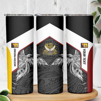 Personalised PNG Western Province Skinny Tumbler Bird of Paradise Tattoo Flag Motif - Polynesian Pride