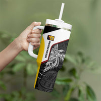 Personalised PNG Western Province Tumbler With Handle Bird of Paradise Tattoo Flag Motif - Polynesian Pride