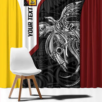 Personalised PNG Western Province Window Curtain Bird of Paradise Tattoo Flag Motif - Polynesian Pride