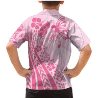 Pacific Girl and Butterfly Cancer Ribbon Personalised Family Matching Mermaid Dress and Hawaiian Shirt