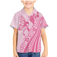 Pacific Girl and Butterfly Cancer Ribbon Personalised Family Matching Mermaid Dress and Hawaiian Shirt