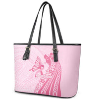 Pacific Girl and Butterfly Cancer Ribbon Personalised Leather Tote Bag