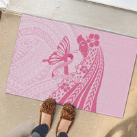 Pacific Girl and Butterfly Cancer Ribbon Personalised Rubber Doormat