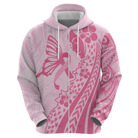 Pacific Girl and Butterfly Cancer Ribbon Personalised Zip Hoodie