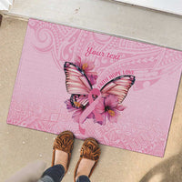 Faith Hope Love Butterfly Ribbon Personalised Rubber Doormat
