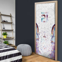 Custom New Zealand Aotearoa Door Cover Pink Maori Paua Shell Indigenous - Polynesian Pride