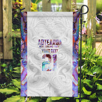 Custom New Zealand Aotearoa Garden Flag Pink Maori Paua Shell Indigenous - Polynesian Pride