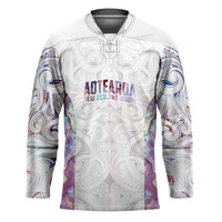 Custom New Zealand Aotearoa Hockey Jersey Pink Maori Paua Shell Indigenous - Polynesian Pride