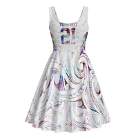 Custom New Zealand Aotearoa Midi Dress Pink Maori Paua Shell Indigenous - Polynesian Pride