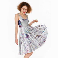 Custom New Zealand Aotearoa Midi Dress Pink Maori Paua Shell Indigenous - Polynesian Pride