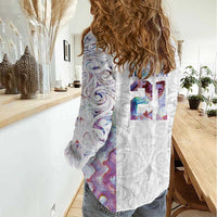 Custom New Zealand Aotearoa Women Casual Shirt Pink Maori Paua Shell Indigenous - Polynesian Pride