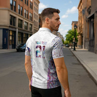 Custom New Zealand Aotearoa Zipper Polo Shirt Pink Maori Paua Shell Indigenous - Polynesian Pride