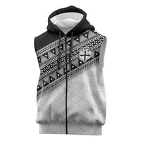 2026 Autumn Rugby Nations Fiji Custom Sleeveless Zip Hoodie Fijian Tapa Tribal Lauhala Inspired LT9 Black - Polynesian Pride