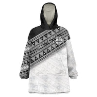 2026 Autumn Rugby Nations Fiji Custom Wearable Blanket Hoodie Fijian Tapa Tribal Lauhala Inspired LT9 One Size Black - Polynesian Pride
