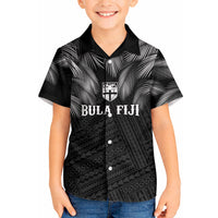 2026 Autumn Rugby Nations Fiji Custom Kid Hawaiian Shirt Fijian Palm Leaf Tapa Tribal Inspired LT9 Kid Black - Polynesian Pride