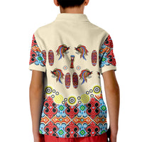 Papua Batik Motif Bird Of Paradise and Native Papuan Shield Kid Polo Shirt LT9 - Polynesian Pride