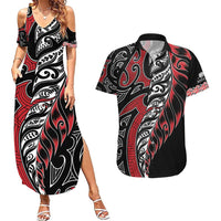 Koru Fern New Zealand Couples Matching Summer Maxi Dress and Hawaiian Shirt Maori Tribal Pattern