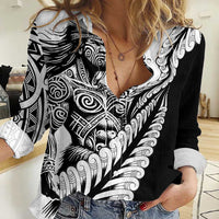 Koru Fern New Zealand Maori Tribal Warrior Women Casual Shirt