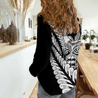 Koru Fern New Zealand Maori Tribal Warrior Women Casual Shirt