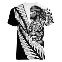Koru Fern New Zealand Maori Tribal Warrior Women V-Neck T-Shirt LT9 - Polynesian Pride