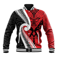 Silver Fern Koru Swirls with Maori Ta Moko Baseball Jacket