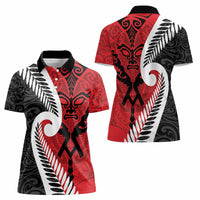 Silver Fern Koru Swirls with Maori Ta Moko Women Polo Shirt