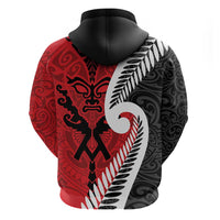 Silver Fern Koru Swirls with Maori Ta Moko Zip Hoodie