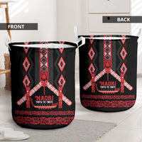 Toitu Te Tiriti Waitangi Laundry Basket Black Wharenui House LT9 - Polynesian Pride