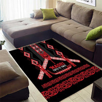 Toitu Te Tiriti Waitangi Area Rug Black Wharenui House LT9 - Polynesian Pride