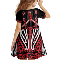 Toitu Te Tiriti Waitangi Family Matching Off The Shoulder Long Sleeve Dress and Hawaiian Shirt Black Wharenui House - Polynesian Pride
