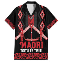 Toitu Te Tiriti Waitangi Family Matching Off The Shoulder Long Sleeve Dress and Hawaiian Shirt Black Wharenui House - Polynesian Pride