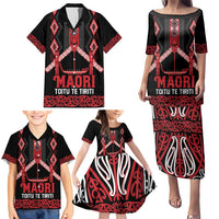 Toitu Te Tiriti Waitangi Family Matching Puletasi and Hawaiian Shirt Black Wharenui House - Polynesian Pride