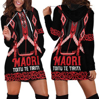 Toitu Te Tiriti Waitangi Hoodie Dress Black Wharenui House - Polynesian Pride