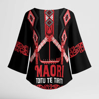 Toitu Te Tiriti Waitangi Kimono Sleeve Blouse Black Wharenui House - Polynesian Pride