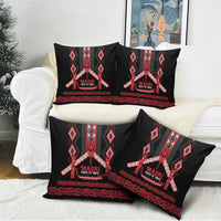 Toitu Te Tiriti Waitangi Pillow Cover Black Wharenui House - Polynesian Pride